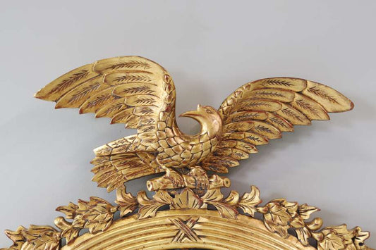 English Regency-Style Eagle Convex Mirror, 20th Century (H 85 × W 68 cm)