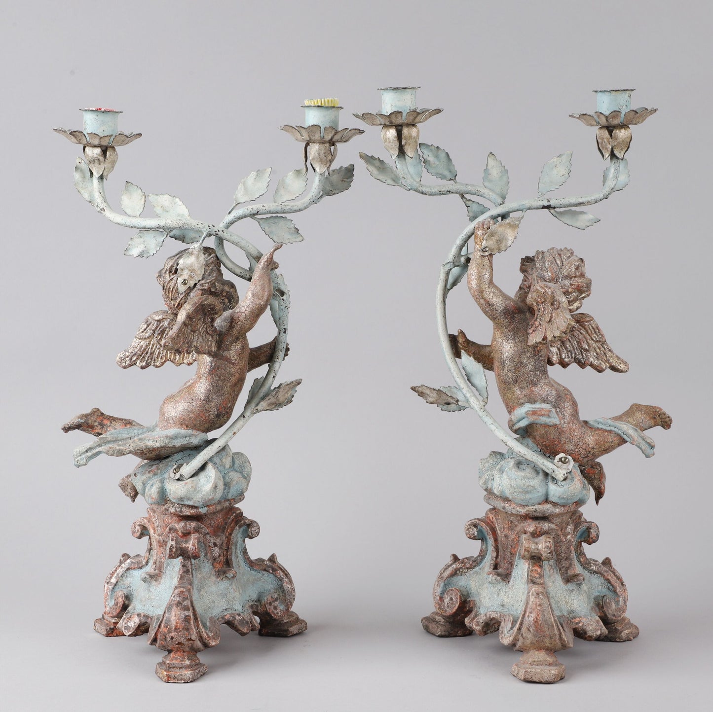 Pair of Figural Renaissance-Style Cherub Candelabras