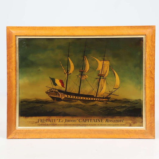 Frégate “La Junon” | 19th Century Print on Glass