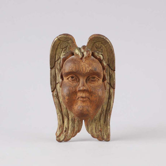 Hand-Carved Angel Head in Oak, 18th–19th Century