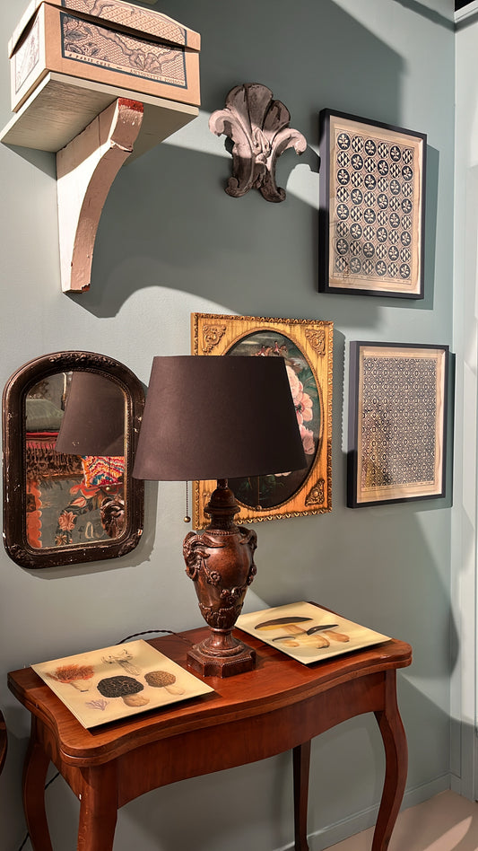 Vintage Ram’s Head Table Lamp with Black Shade