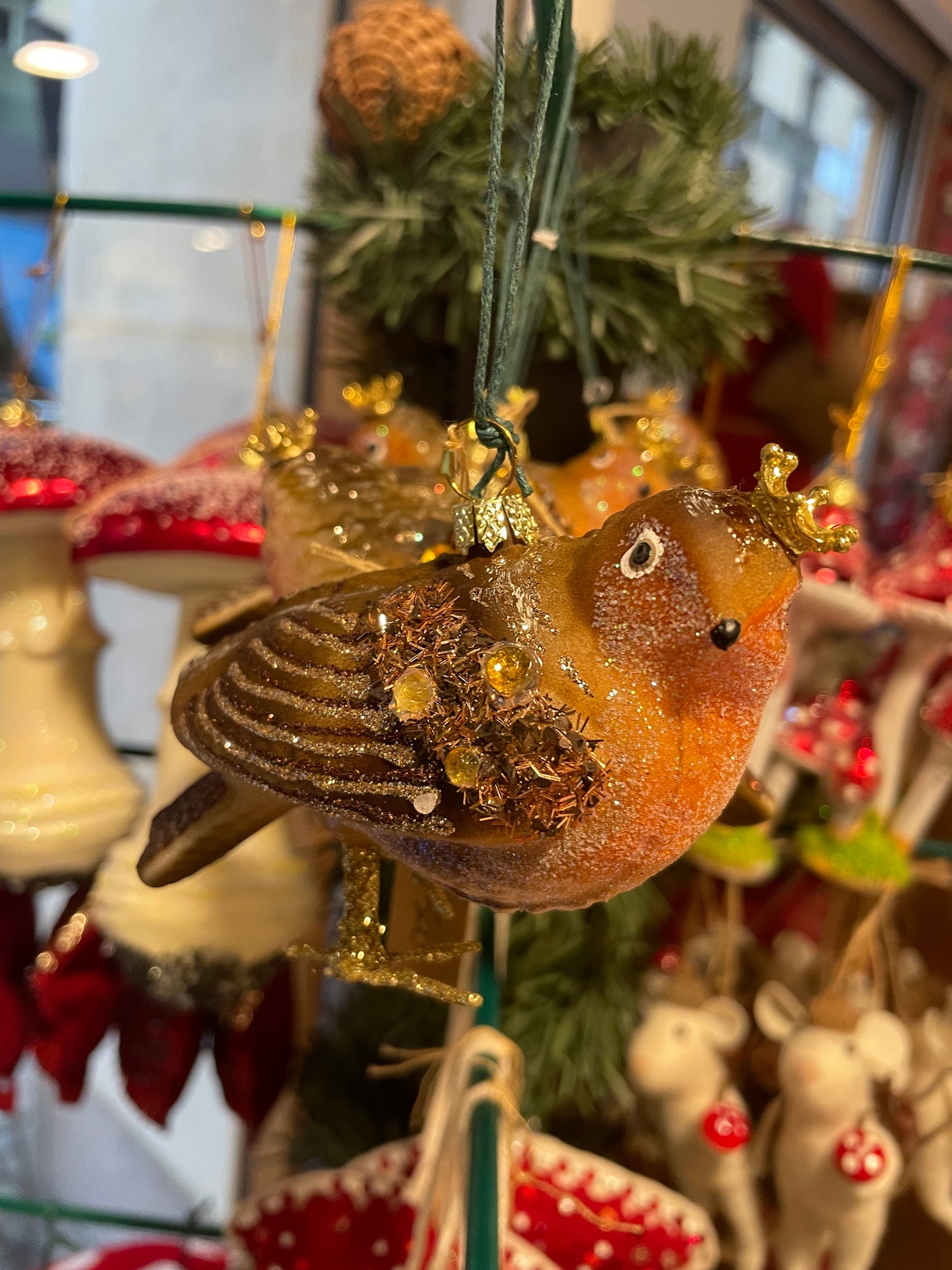 Wintertide Robin Glass Christmas Ornament