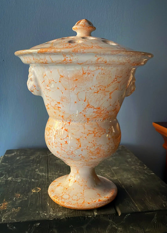 Orange Marbleized Lion Tulip Vase – Medium | Handmade Erik Bendtsen Ceramics