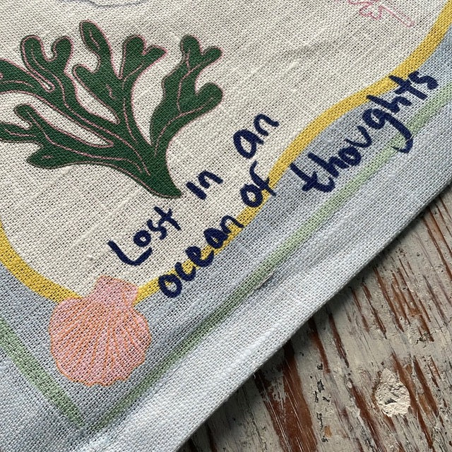 Lost in Thoughts of Ocean Placemat (Light Blue & White) - NojiNoji