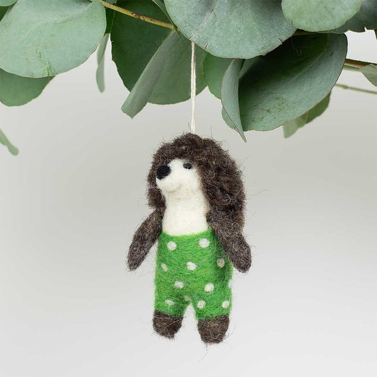 Hedgehog in Green Pants Ornament | Christmas Ornament