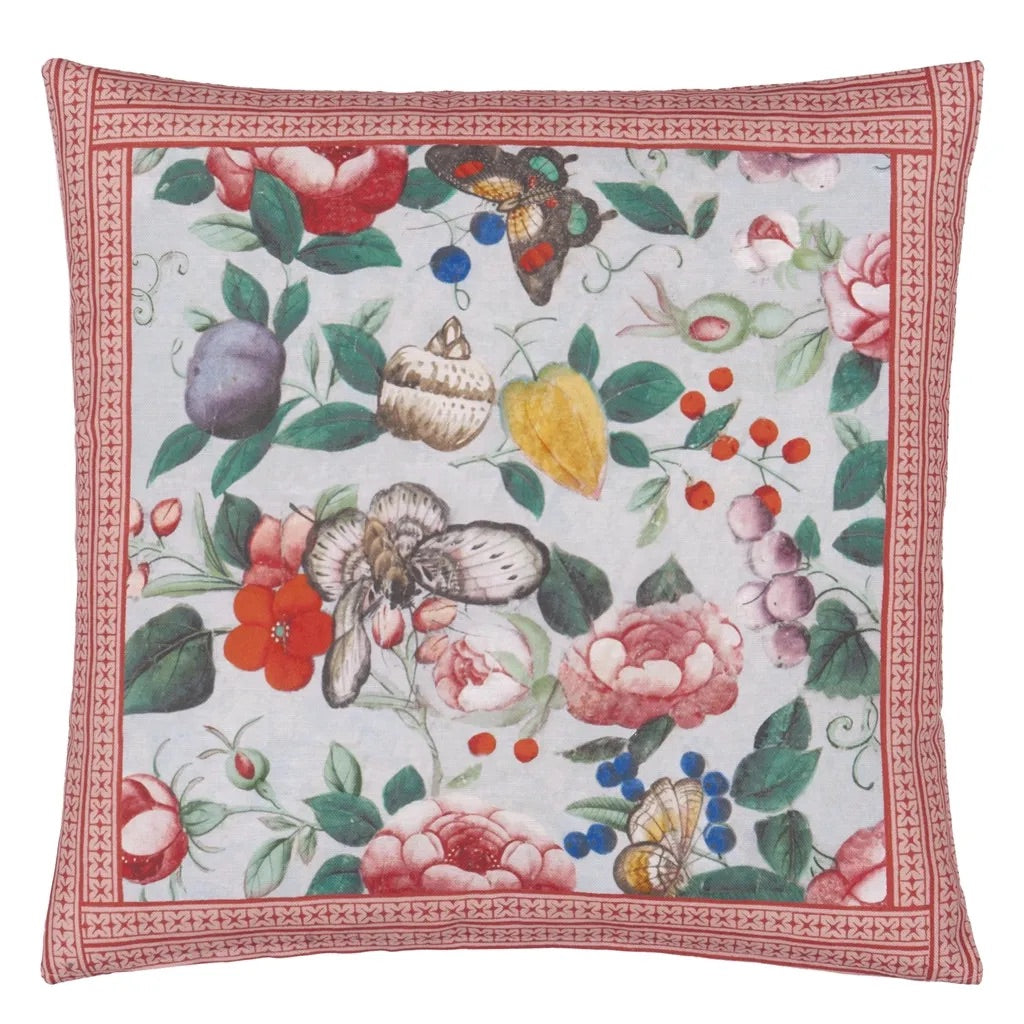 Flower Fan Sky Blue Cushion - John Derian
