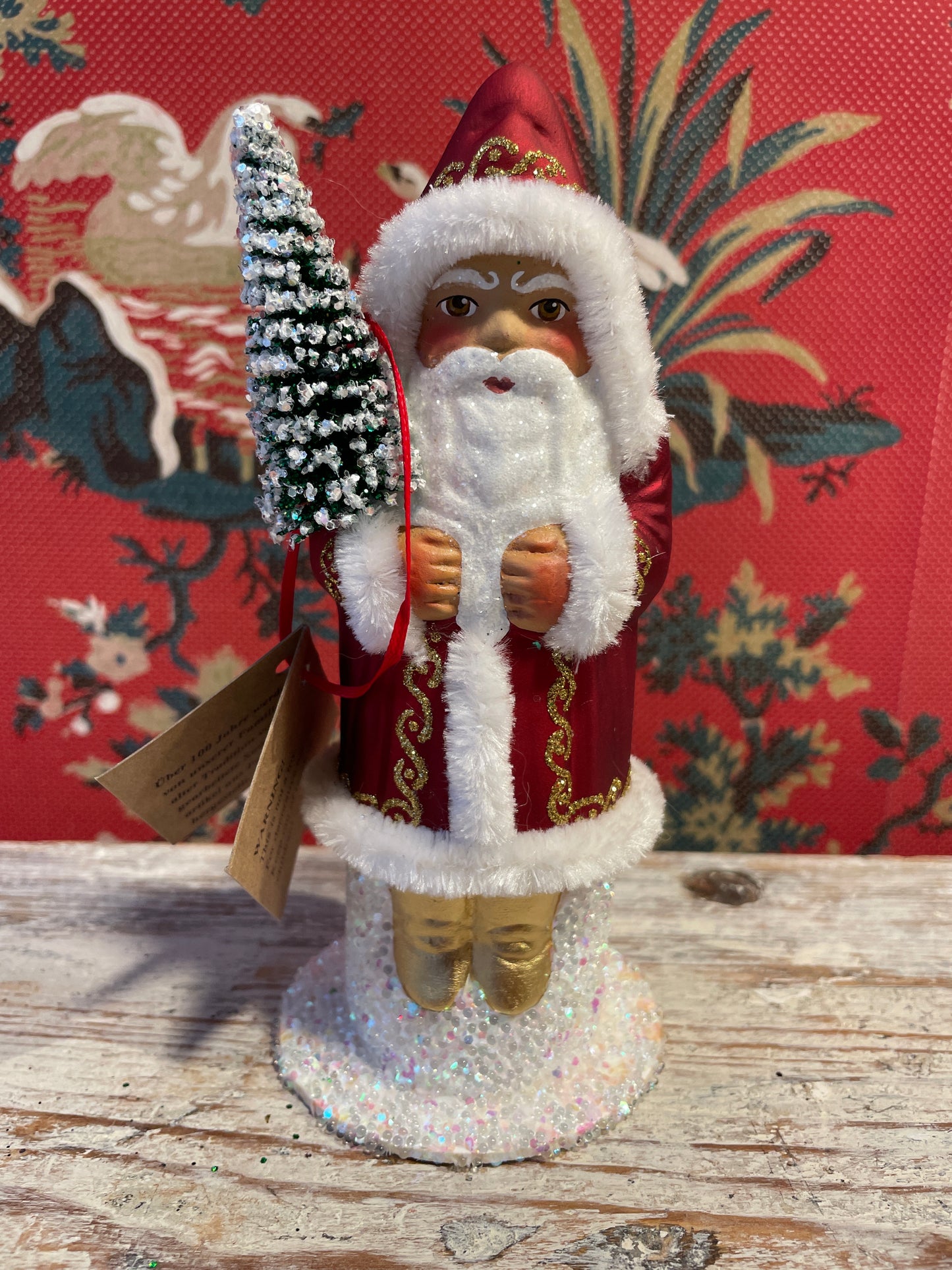 Matte Red Santa With White and Gold Trim And Tree | Ino Schaller