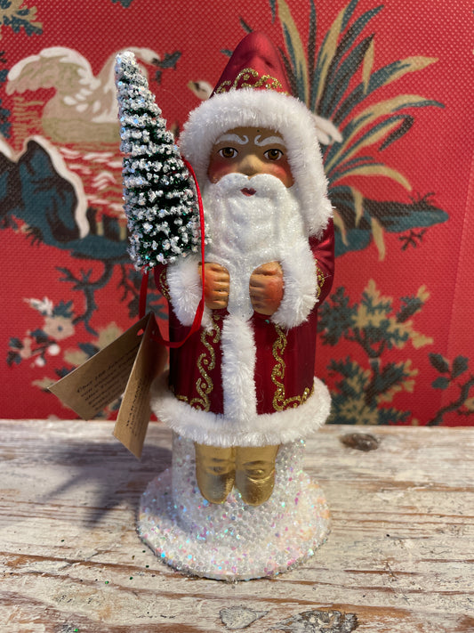 Matte Red Santa With White and Gold Trim And Tree | Ino Schaller