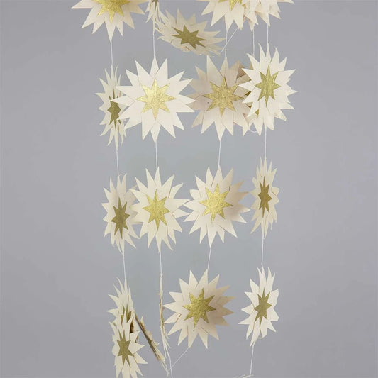 Falling Star - Swedish Garland, Off-White and Gold | Christmas Ornament