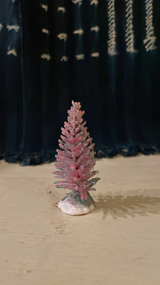 Tiny Pink Brush Christmas Tree