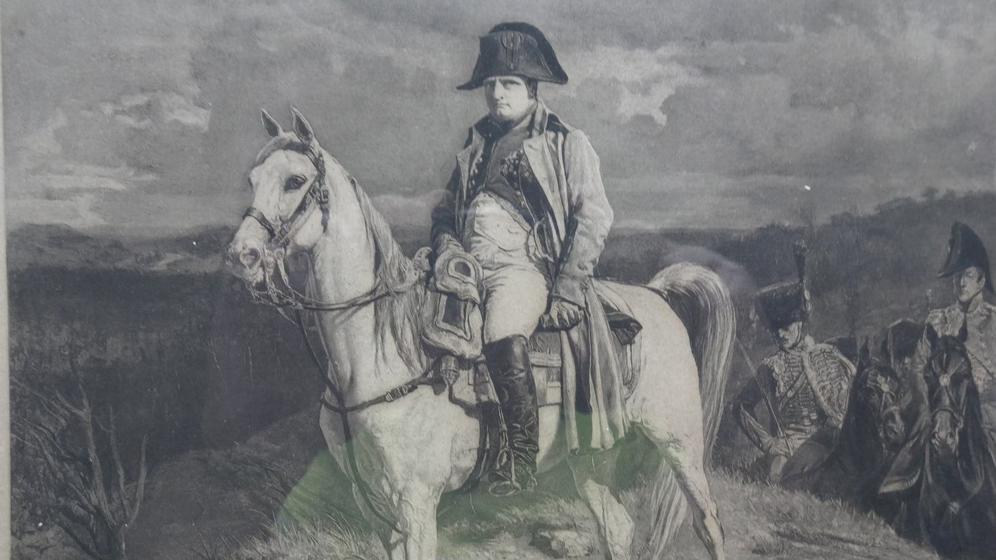Antique Etching - Emperor Napoleon I of France on horseback, 1814