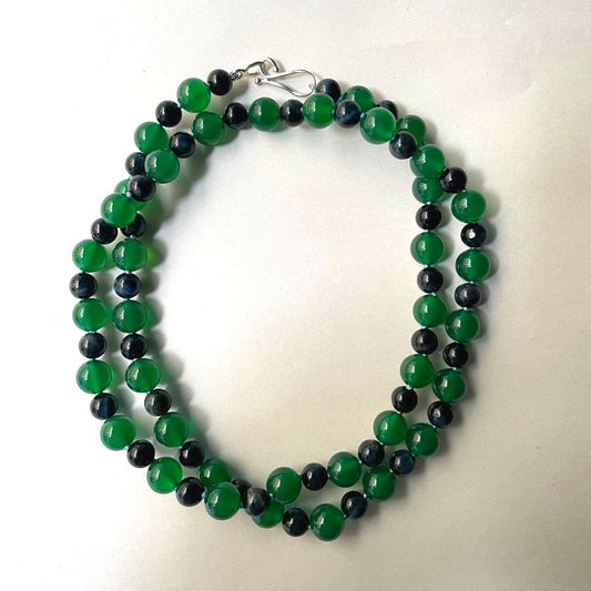 Eagle’s Eye and Dark Green Agate Bead Necklace | Mikkel Brøgger