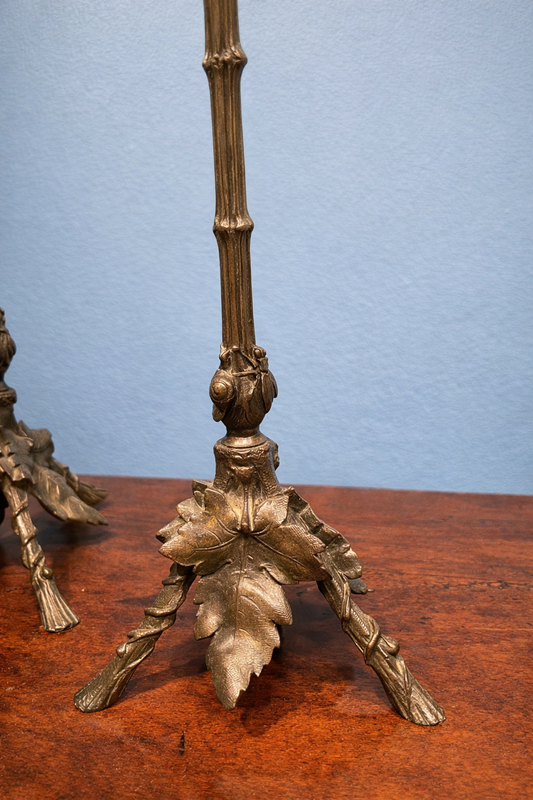 Set of Two Antique French Brass Candlesticks - Ferdinand Barbedienne