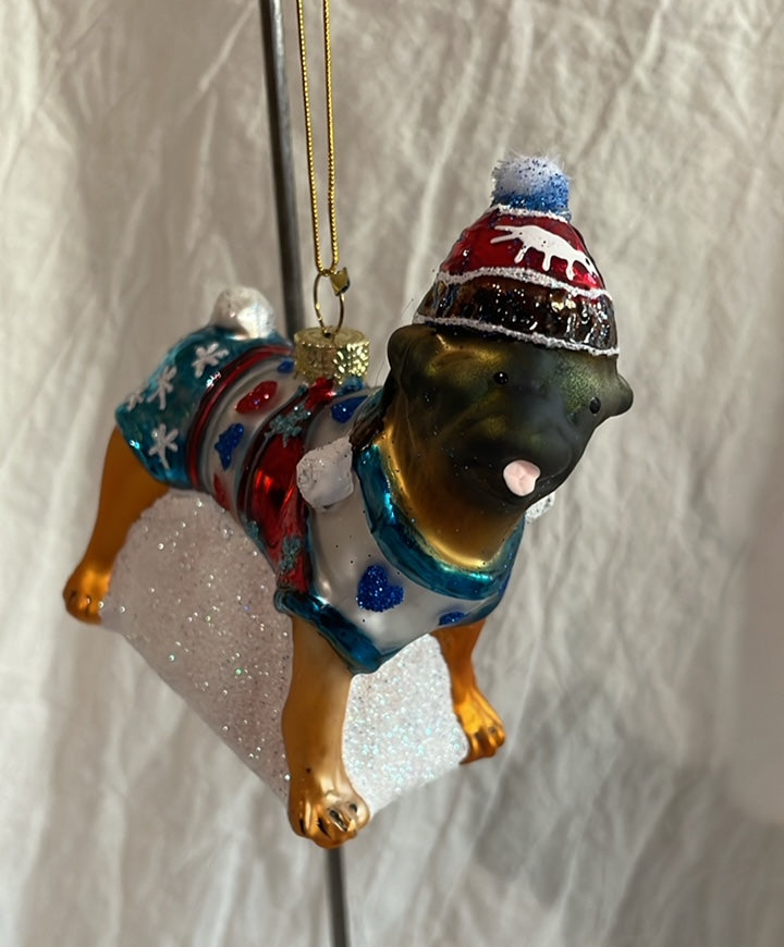 Bundled Up Dog - Pug | Christmas Ornament