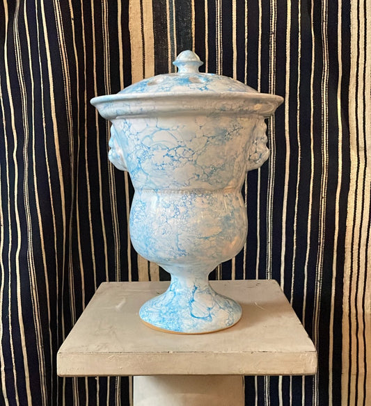 Light Blue Marbleized Lion Tulip Vase – Large | Handmade by Erik Bendtsen