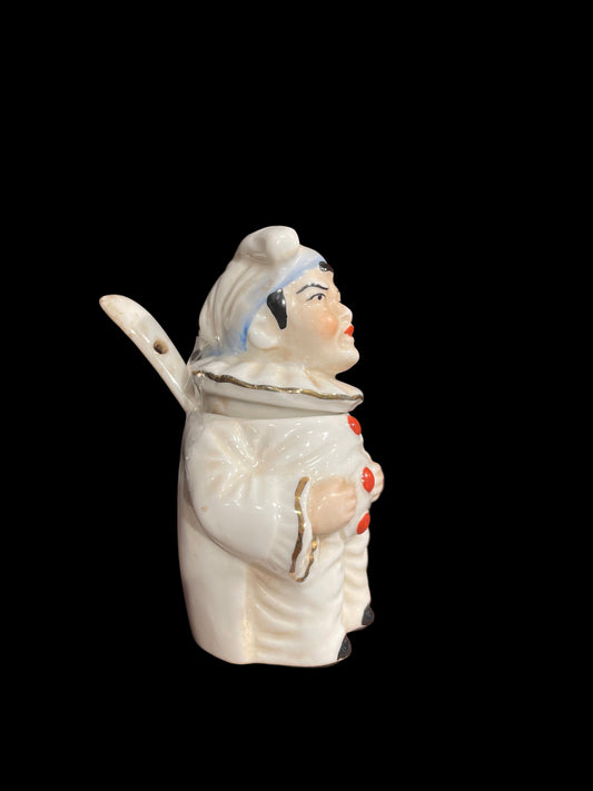 Pierrot Mustard Pot (c. 1900) French Porcelain