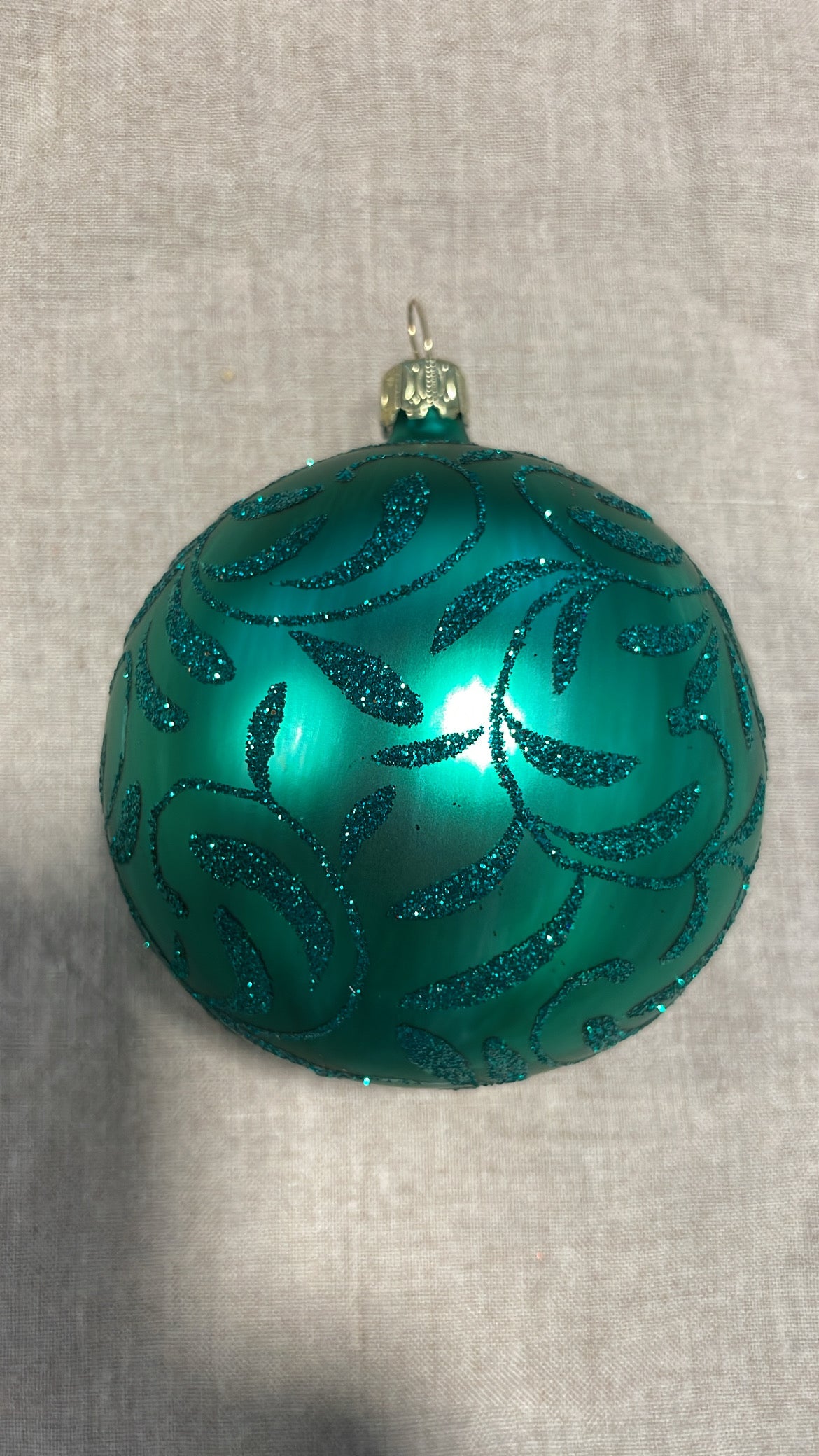 Red Reflecting Ball with Velvet Pattern| Nostalgie Christbaumschmuck