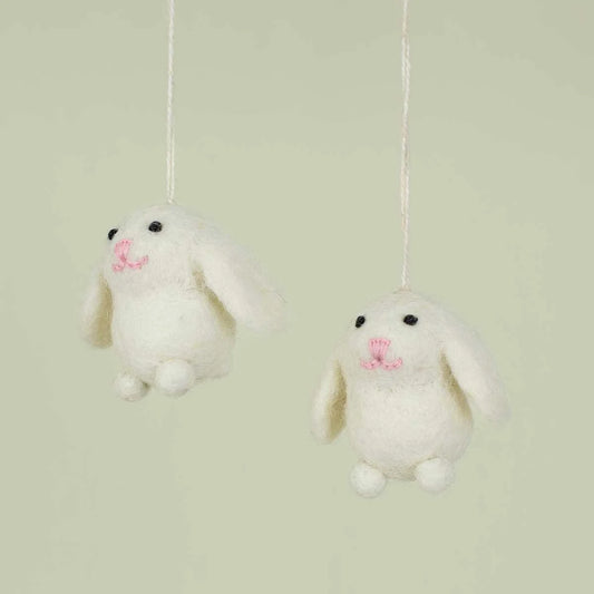 Mini Easter Bunny Ornament 2-pack, white