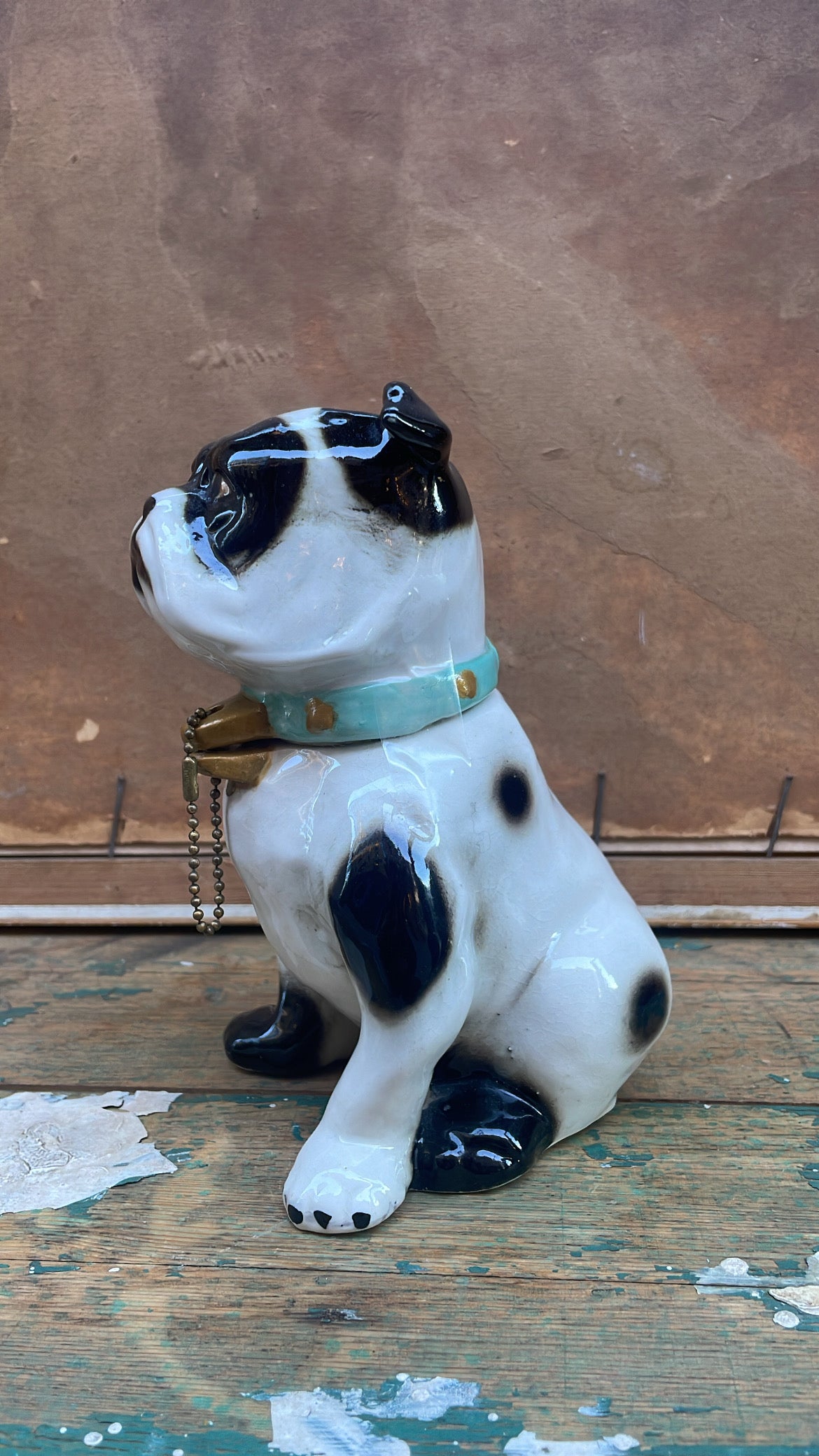 Vintage Ceramic Dog Bank with Collar Provenance: New York City