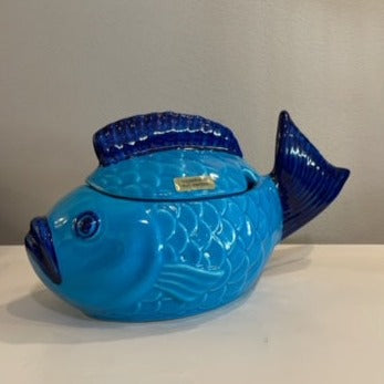 Vintage Blue Fish - Guldkroken blå fisk Märta Grunditz