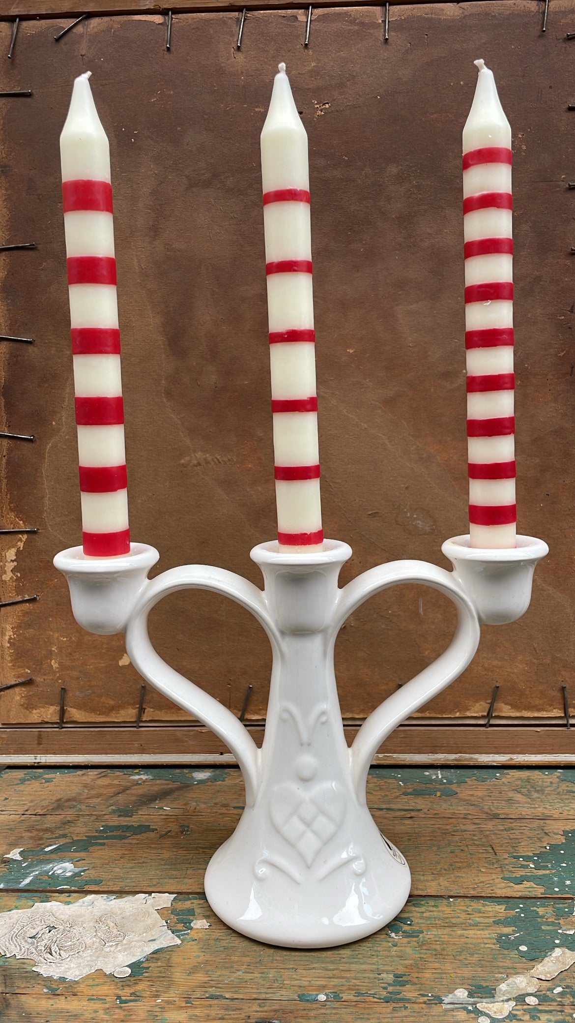 Rosa Ljung White Ceramic Candelabra – Swedish Vintage Christmas Candle Holder