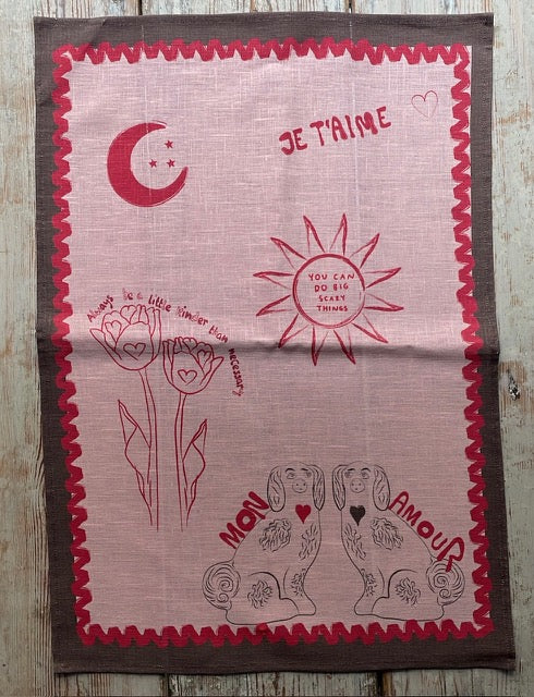 NojiNoji Amour Tea Towel (Pink)