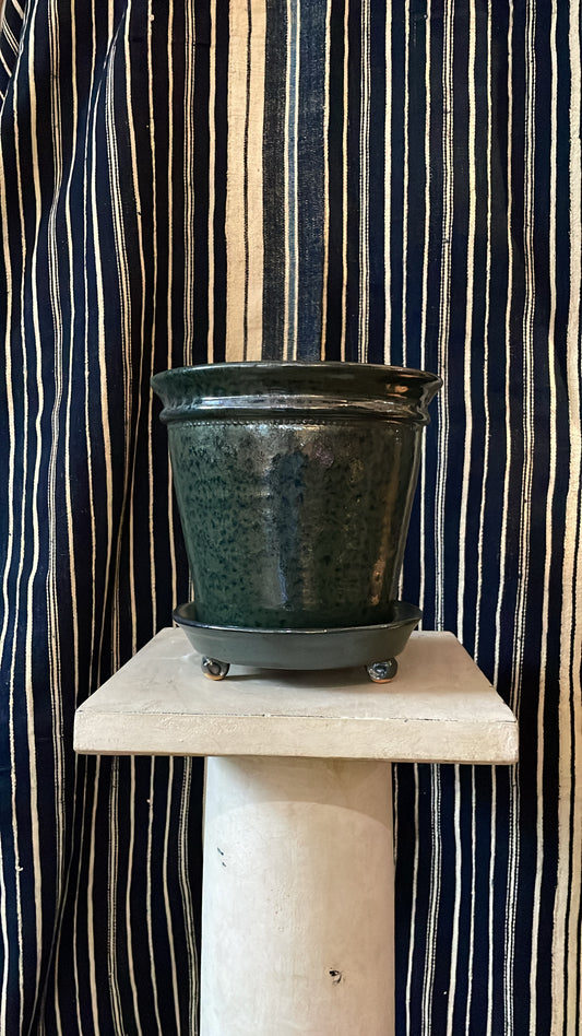 Green/Black Faaborg Pot | Handmade Erik Bendtsen Ceramics