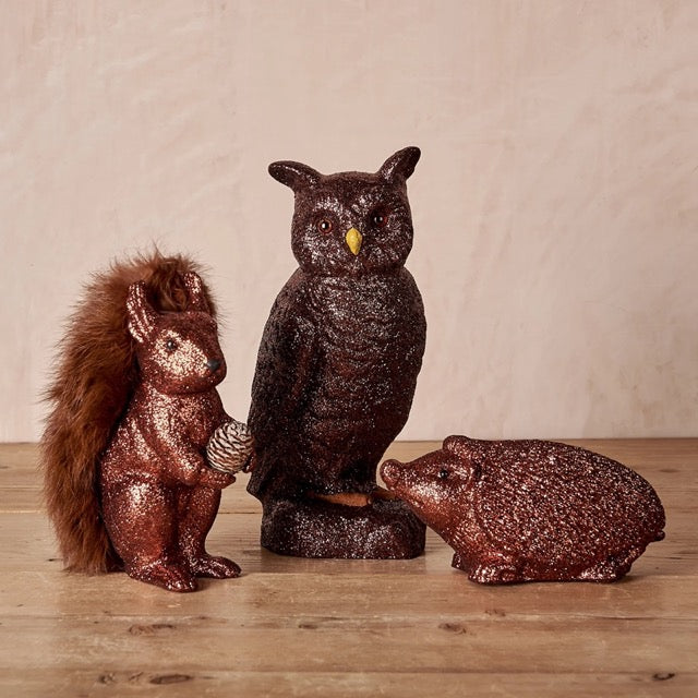 Dark Brown Owl Glitter