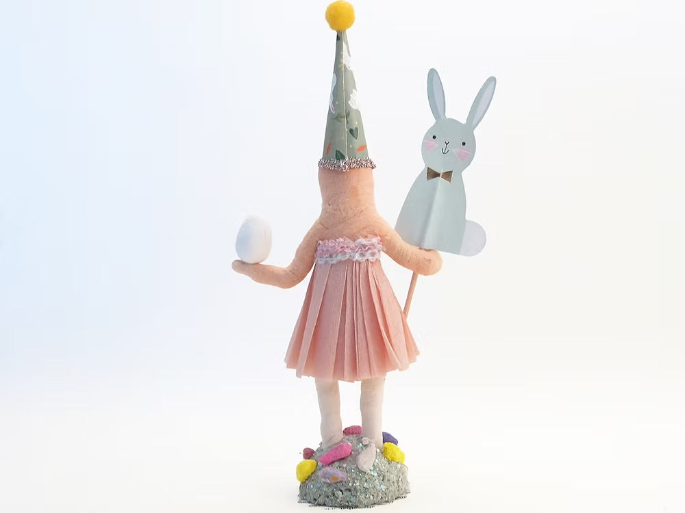 Easter Girl - Blue Bunny Pick - Figure | Vintage by Crystal Spun Cotton Ornament
