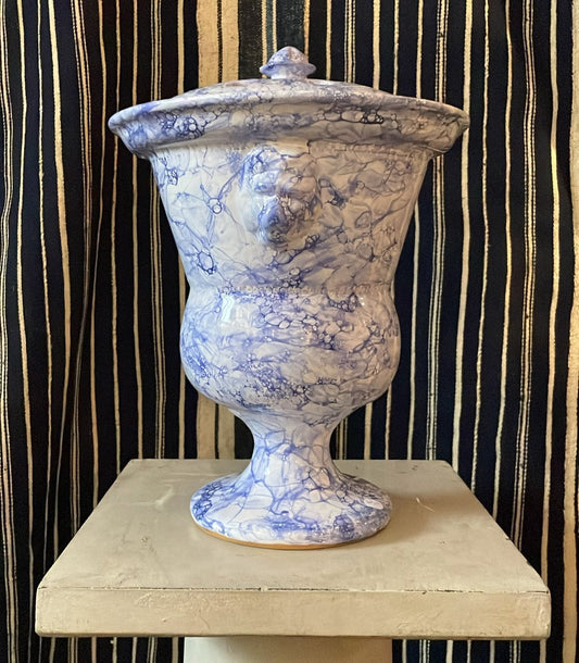 Dark Blue Marbleized Lion Tulip Vase – Large | Handmade Erik Bendtsen Ceramics