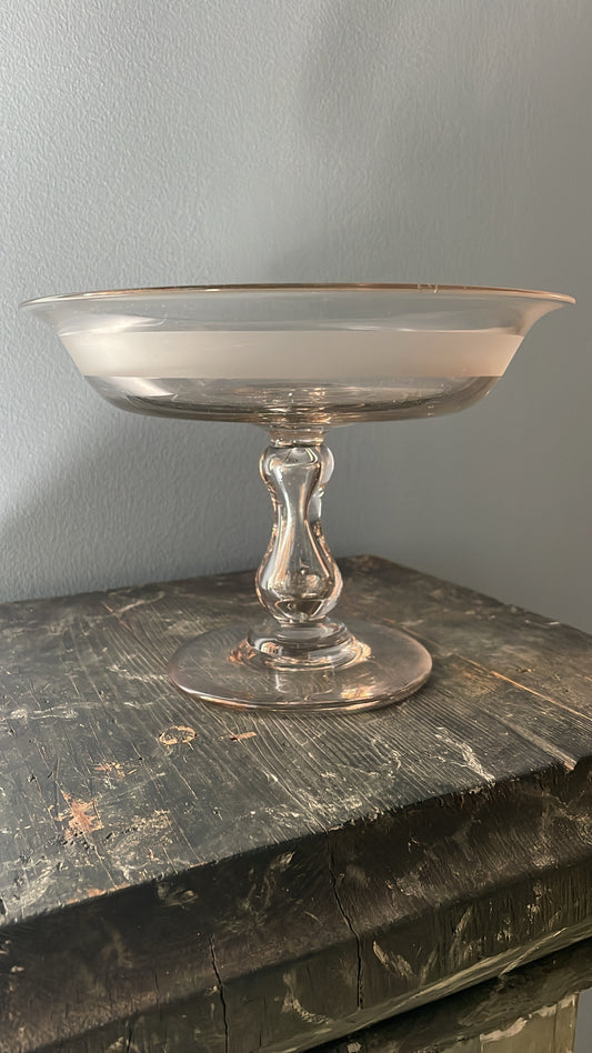 Handblown Glass Bonbonnière with Satin Frosted Band