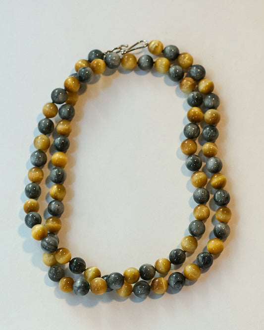 Gold Tiger’s Eye & Eagle Eye Bead Necklace | Mikkel Brøgger