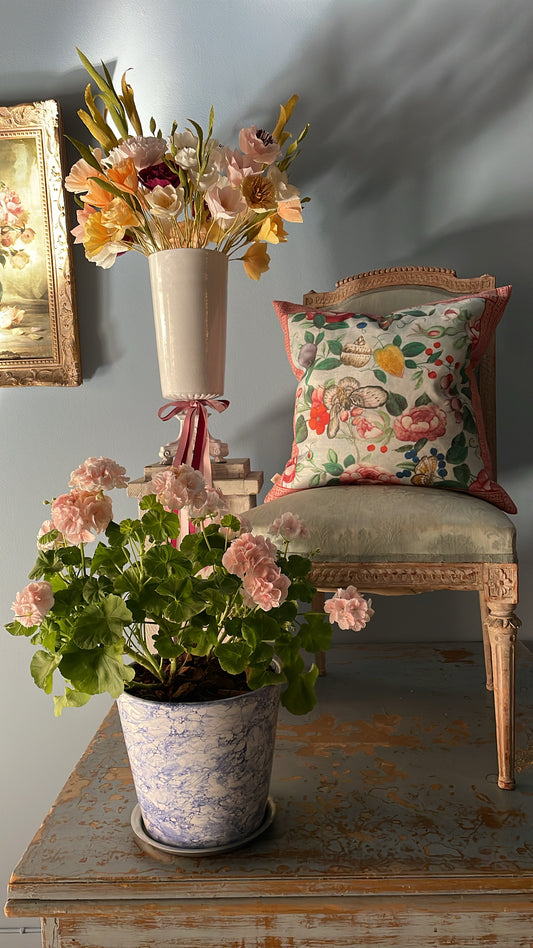 Flower Fan Sky Blue Cushion - John Derian