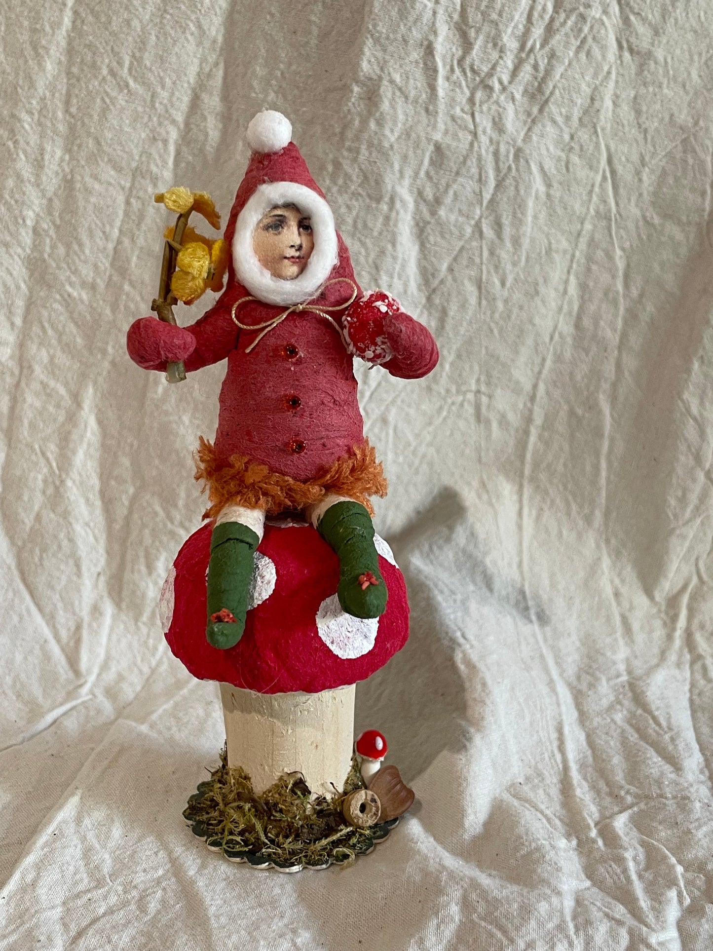 Mushroom Elf Figure Ornament - Vintage by Crystal