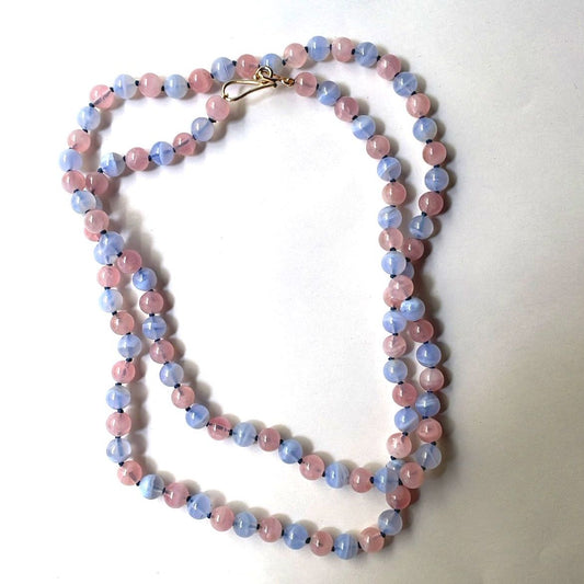 Madagascan Rose Quartz & Blue Lace Agate Necklace | Mikkel Brøgger
