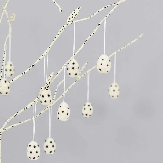 Black and White Polka Dot Felt Eggs | Christmas Ornament