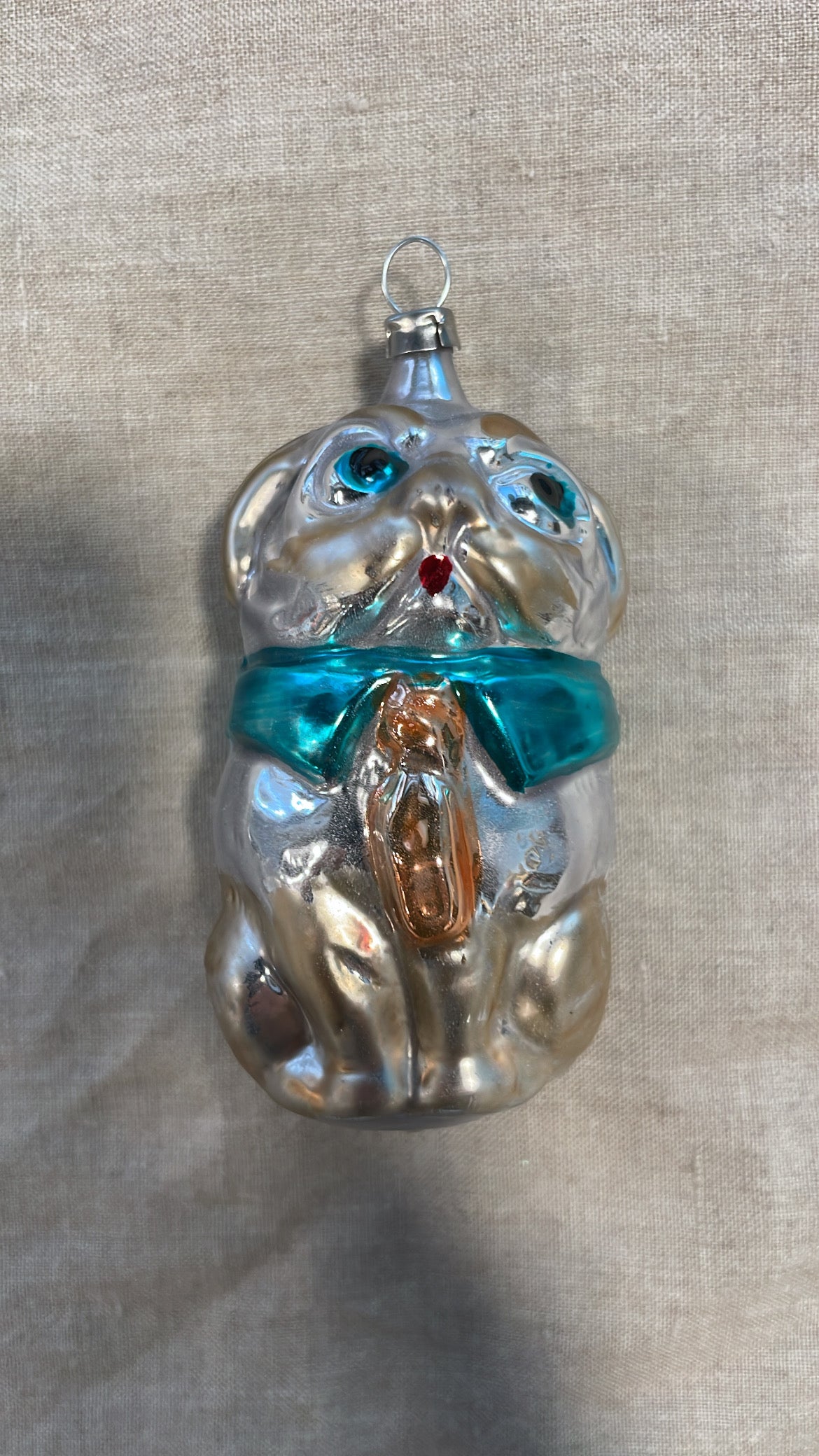 Nostalgic Dog with Blue Collar | Christmas Ornament