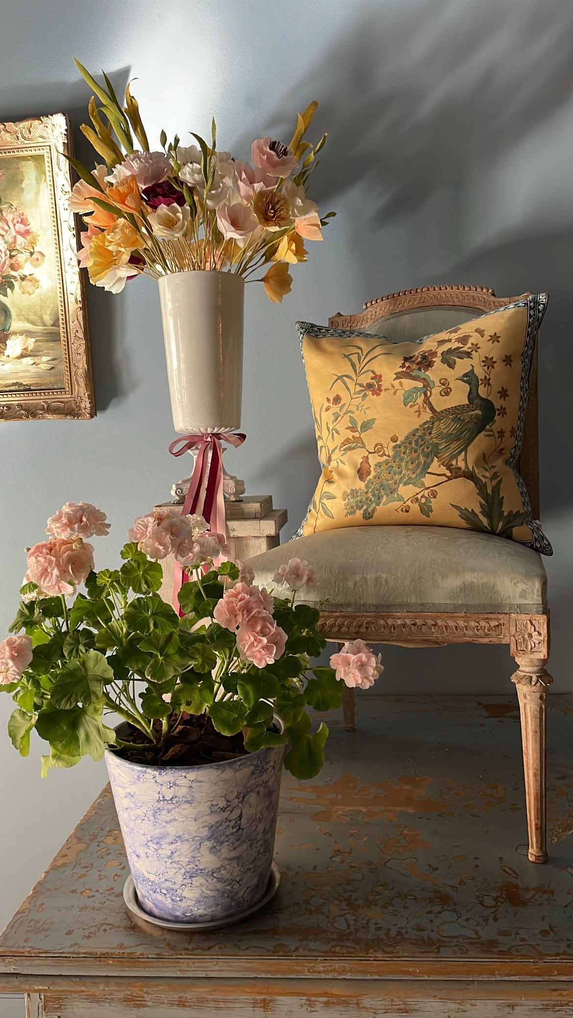 Peacock Toile Sepia Cushion - John Derian