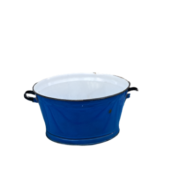 Vintage Enamel Oval Bucket - Blue