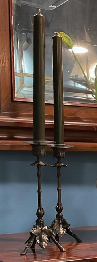 Set of Two Antique French Brass Candlesticks - Ferdinand Barbedienne