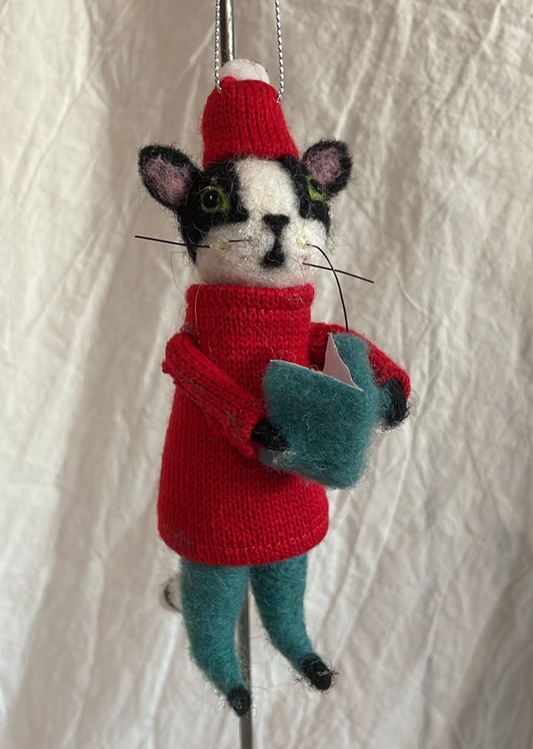 Red Sweater Choir Cat | Christmas Ornament