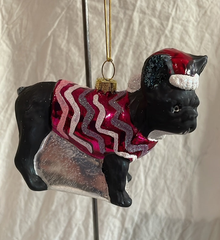 Bundled Up Dog - Frenchie | Christmas Ornament