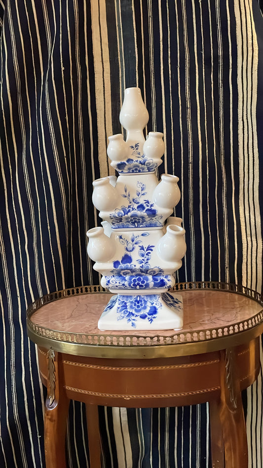 Three Tier Tulip Vase Blue Flower | Heinen Delfts Blauw