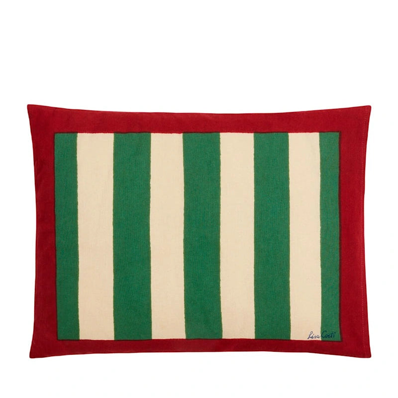 Nizam Stripes Green Natural Cushion | Lisa Corti
