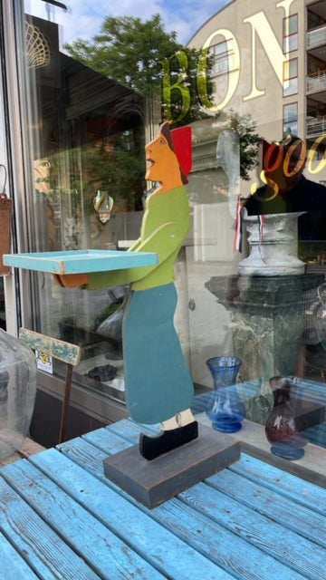 Antique Wooden Folk Art Dutch Butler Stand