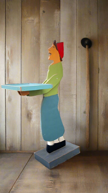 Antique Wooden Folk Art Dutch Butler Stand