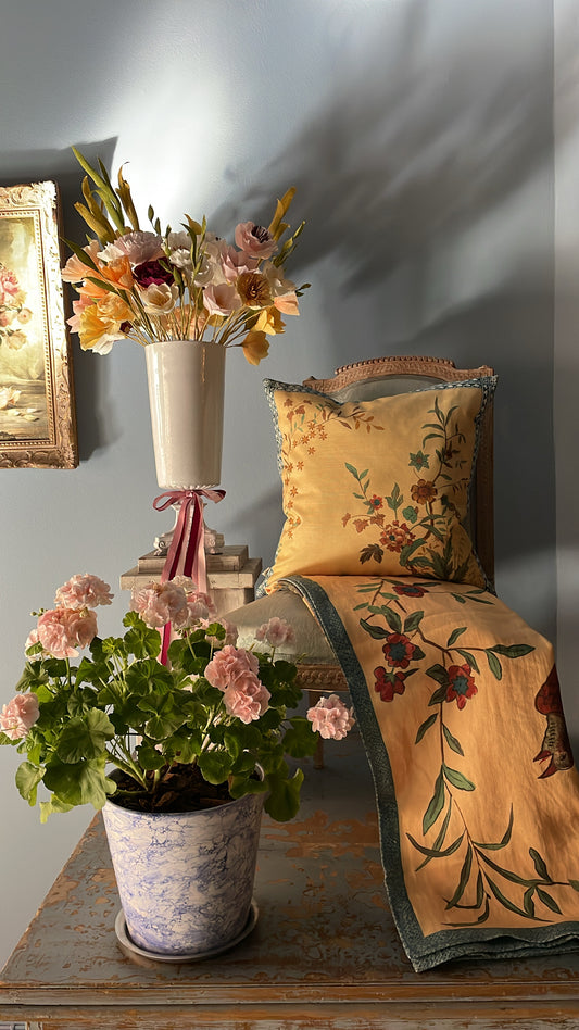 Peacock Toile Sepia Throw - John Derian