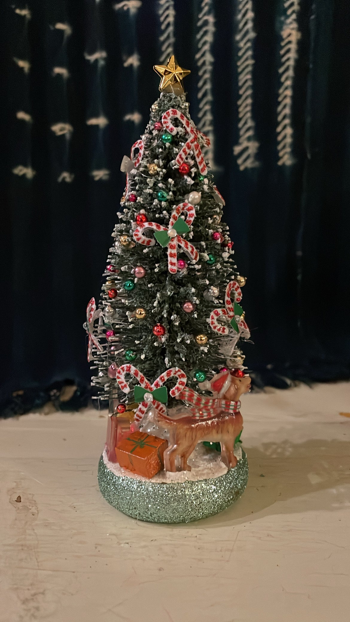 Candy Cane Brush Christmas Tree