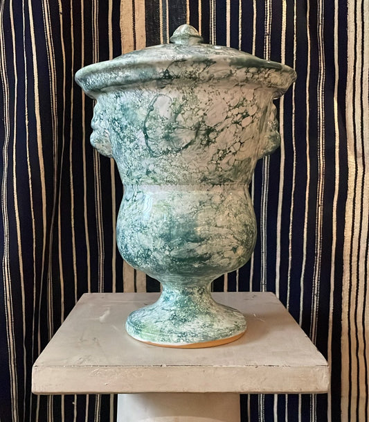 Dark Green Marbleized Lion Tulip Vase – Large | Handmade Erik Bendtsen Ceramics