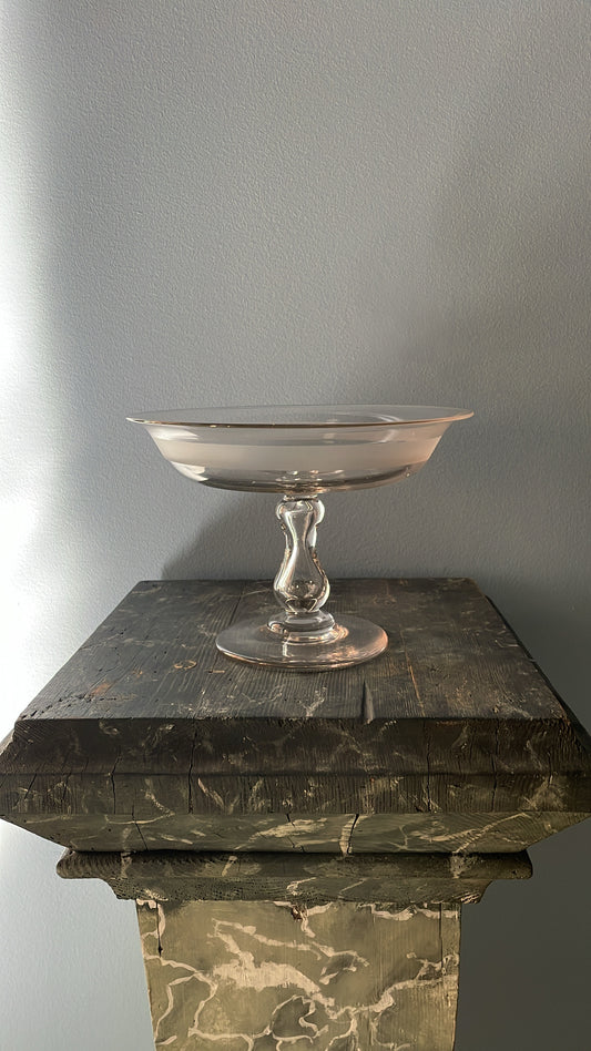 Handblown Glass Bonbonnière with Satin Frosted Band